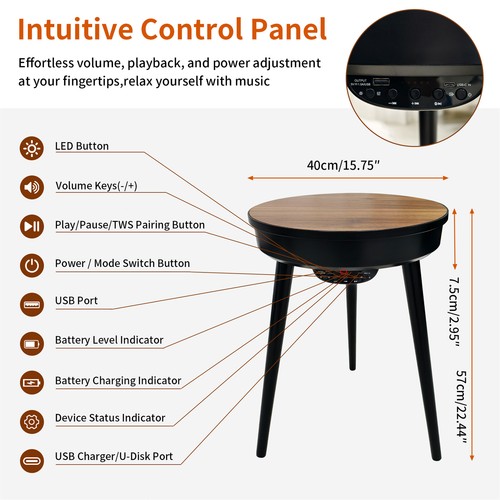 Round led side table smart - round,