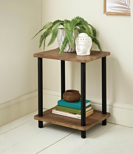 Walnut tier side table - side,