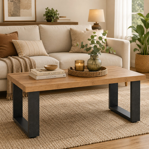 Coffee table 120cm rustic - coffee,