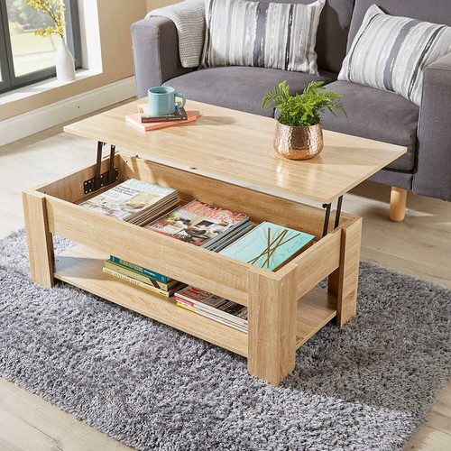 Oak wooden coffee table with - oak,