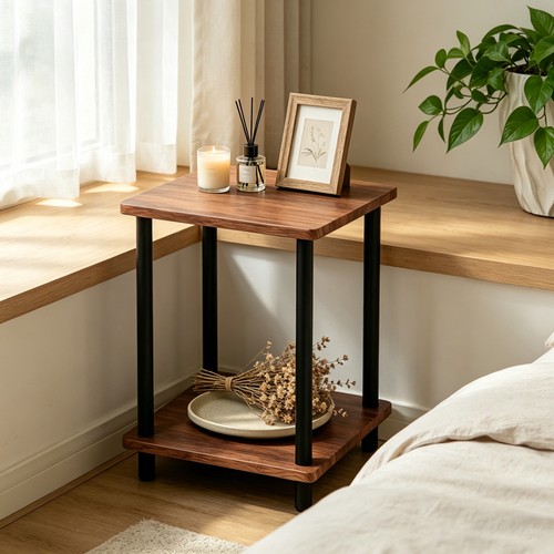 Walnut tier side table - 2,